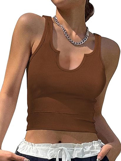 Womens Crop Tank Tops V Neck Ribbed Sleeveless Camisole Shirts Casual Summer Sexy Slim Fit Y2K Tops