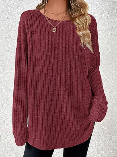 Womens Long Sleeve Sweaters Loose Casual Tunic Tops Oversize Crew Neck Lightweight Shirts